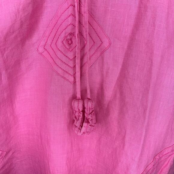 CALYPSO ST BARTH Vibrant Pink Linen Mini Shift Dress Women's Size Medium Preppy - Picture 8 of 8